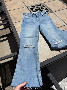 Light Blue Distressed Women's Mom Jeans